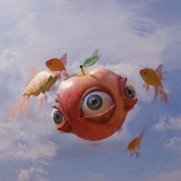 Pôster 33x48cm - “Apple, eyes and fishes”⁠ - Pedro Ismar Souto -  Impressão Couchê Verniz